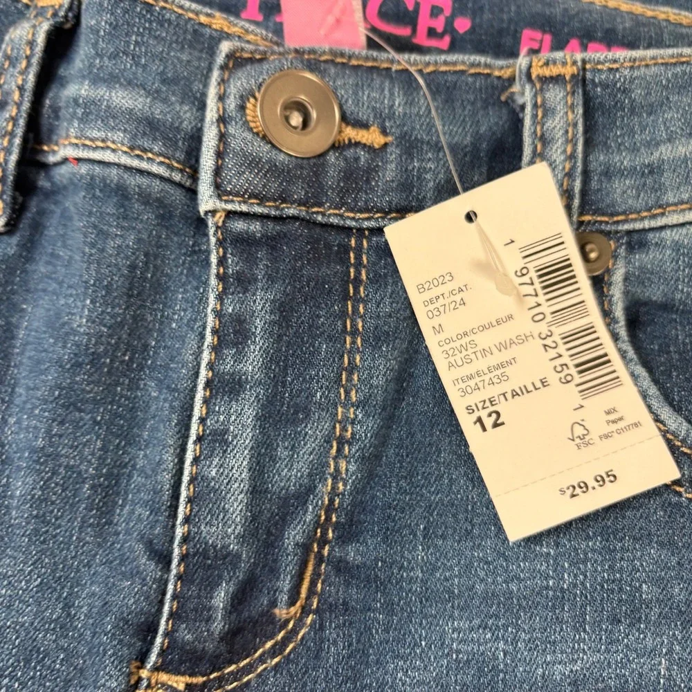 The Childrens Place Girls 12 Austin Wash Flare Jeans NEW Stretch Cotton Denim